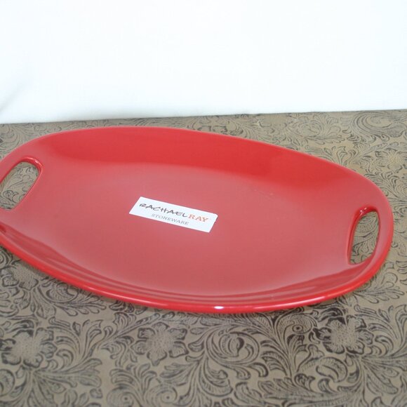 Rachel Ray Stoneware NWT Red Oval Platter 12.5" b-210 - Picture 6 of 6
